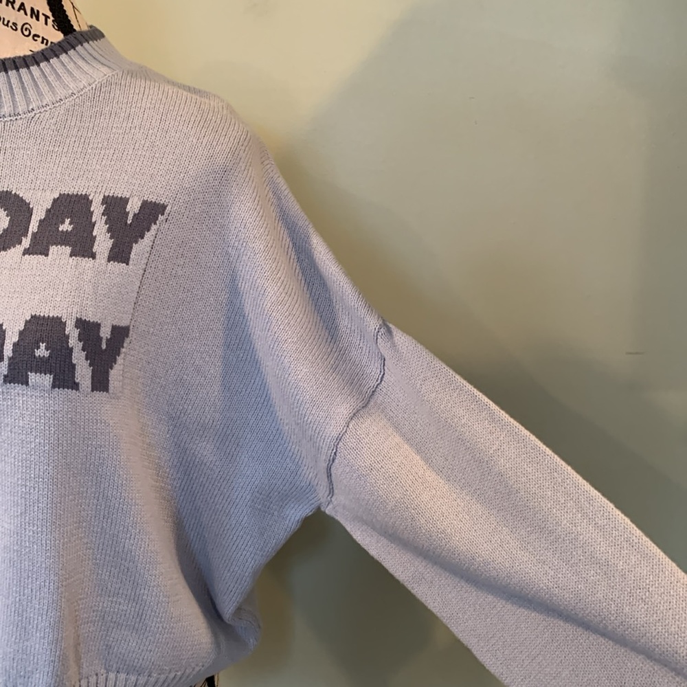 Jessica Simpson Blue Sunday Funday Drop Sleeve Pullover Sweater Women’s Small - Picture 8 of 8